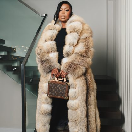 High Quality Real Fur (fox) long nude coat