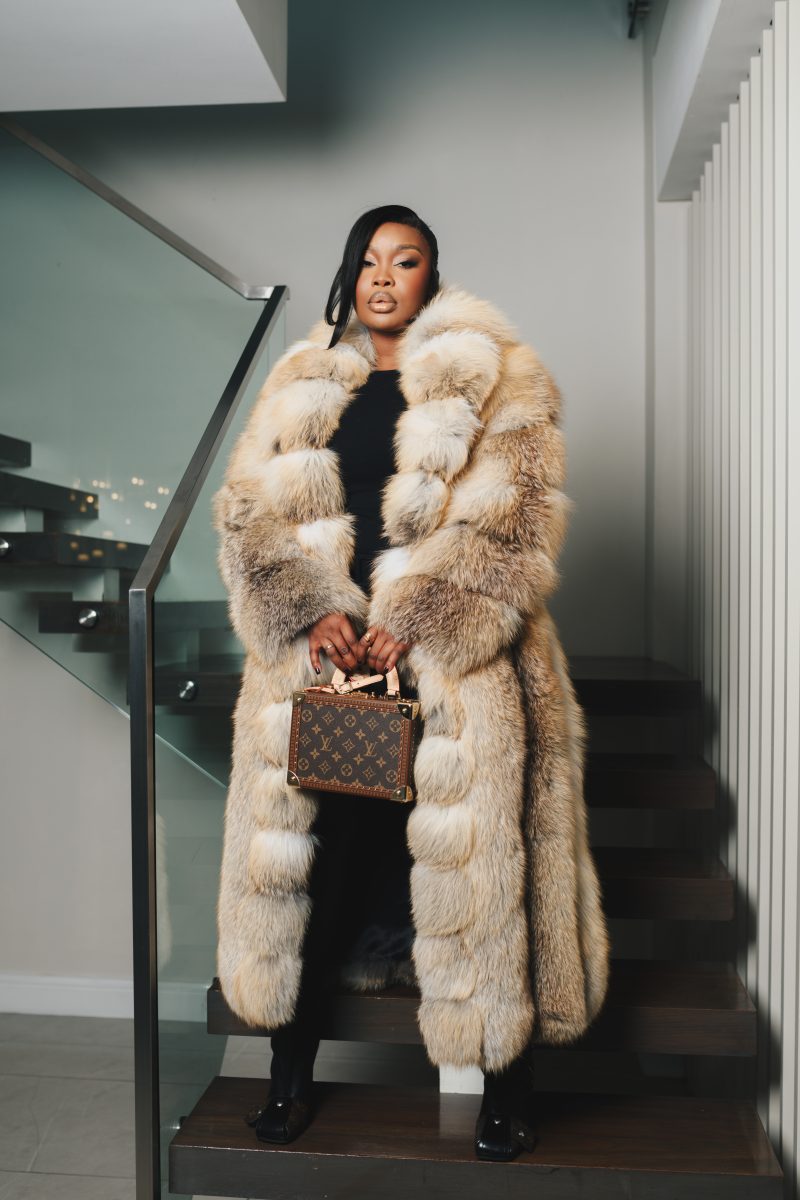 High Quality Real Fur (fox) long nude coat