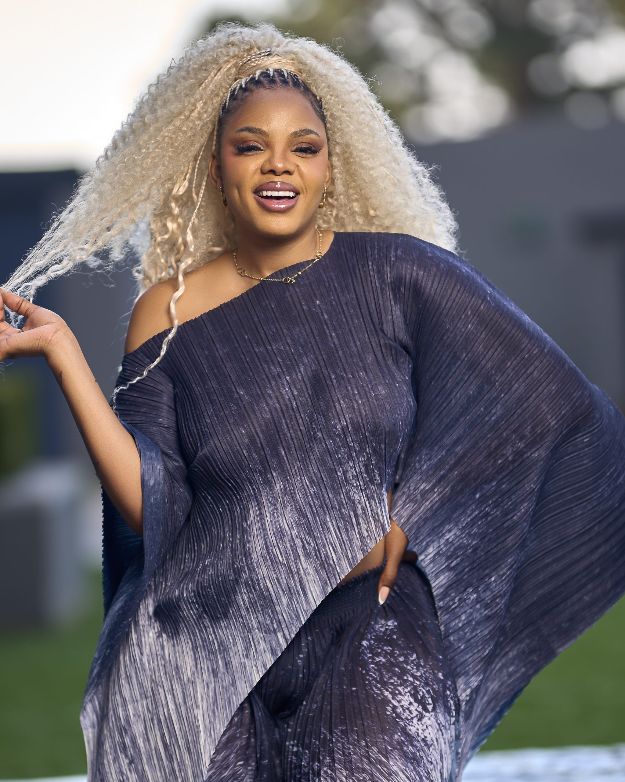 Pleated Metallic Gray Two Piece - Image 3