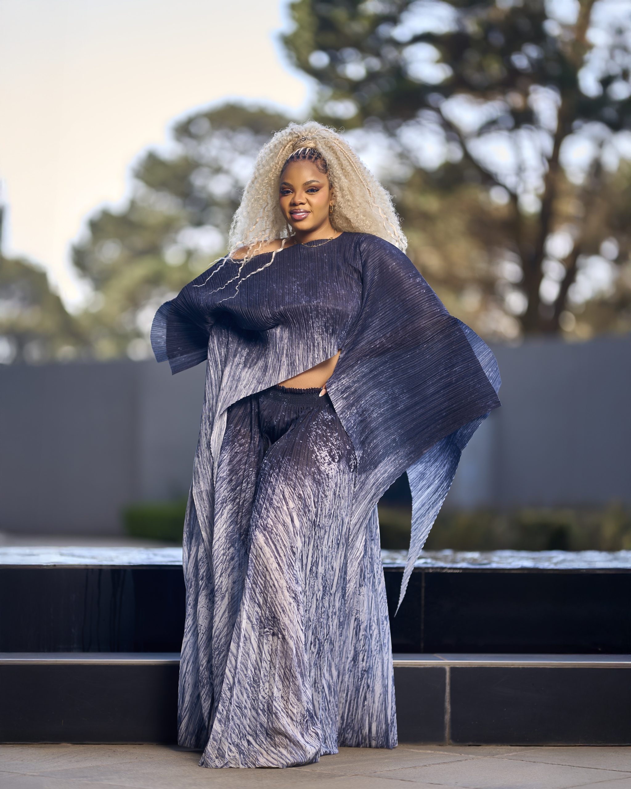 Pleated Metallic Gray Two Piece - Image 4