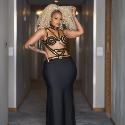 Golden Rhinestone Bandage dress with a Chocker