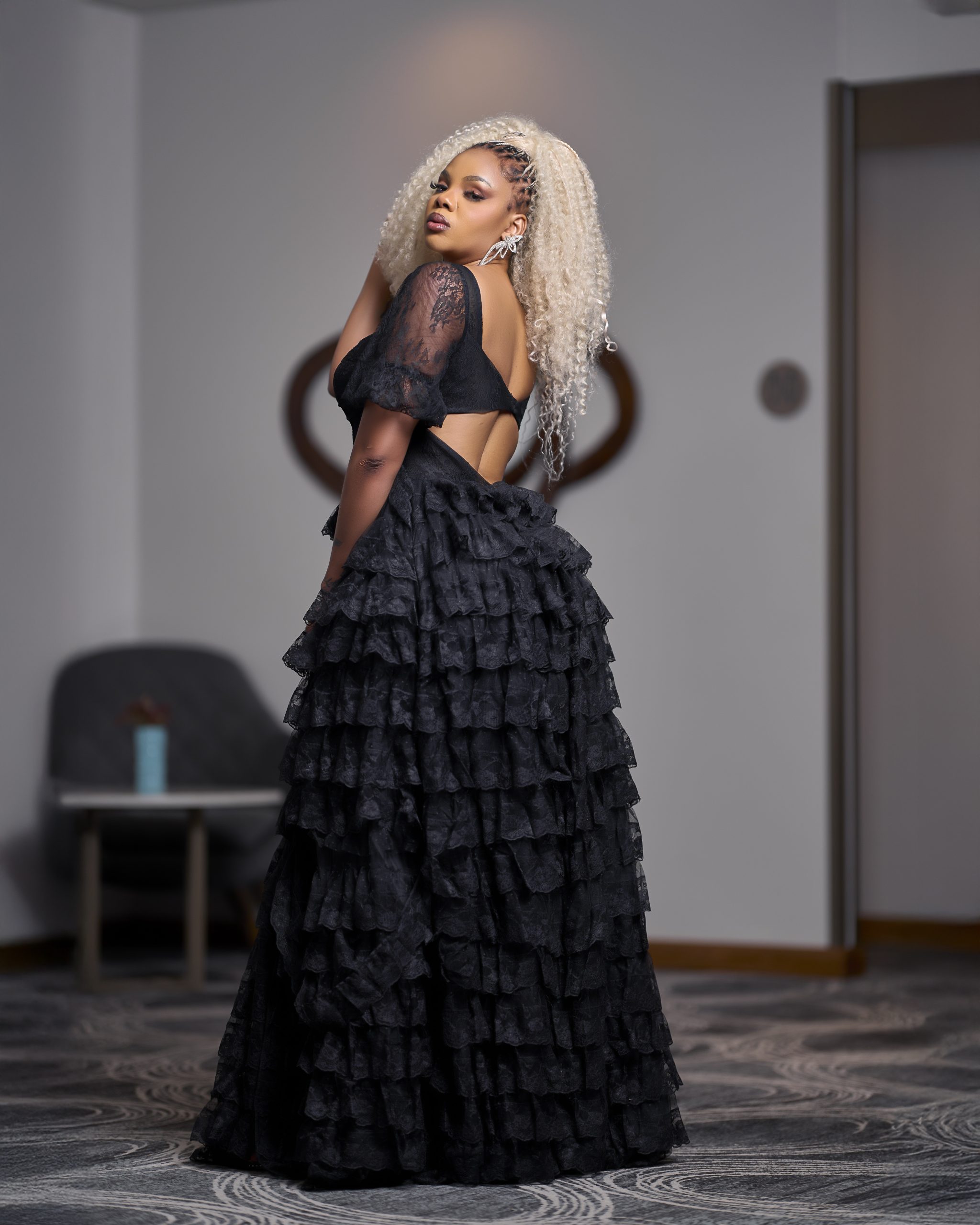 Black Long Mesh Off-Shoulder High Slit Party Dress - Image 2