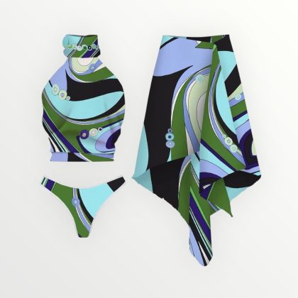 Multi color With 2 piece & Coverup Beachwear