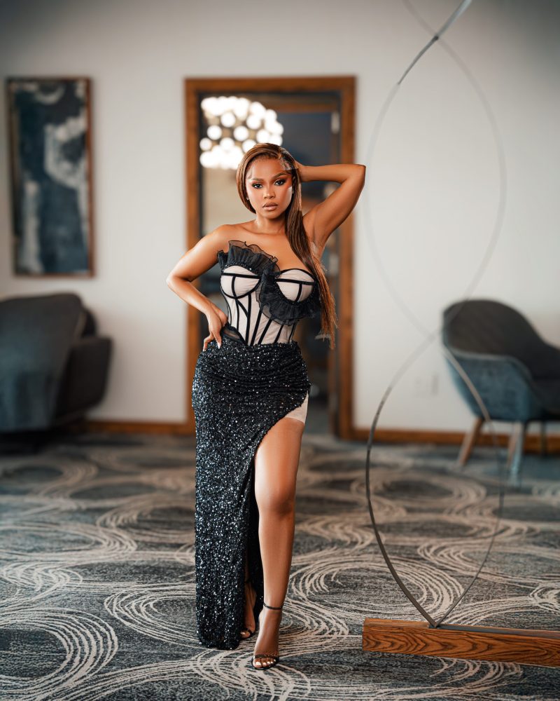 Strapless Fitted Sequin Embellished Dress