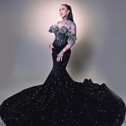 Green Rhinestone mermaid Promo dress