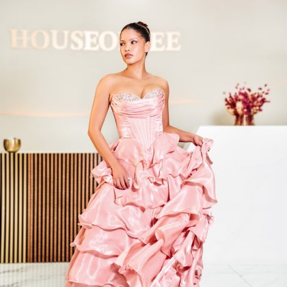 Rosé Dynasty Blush Satin Princess Dress