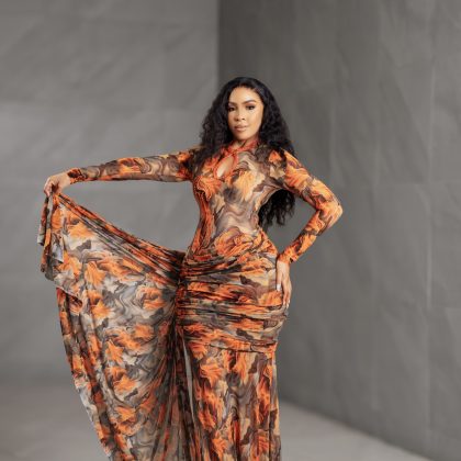 AMARA Floral Draped Maxi Dress